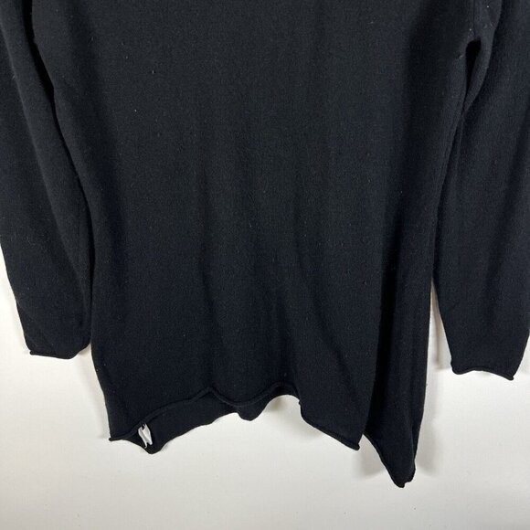 WoolOvers Women’s Large Tunic Sweater Black Merino Wool Cashmere Soft Round Neck - Picture 4 of 6